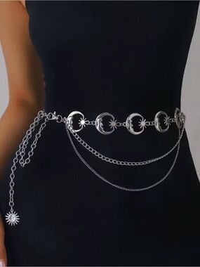 Moon Star Chain Silver Belt Celestial Belt 43”